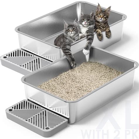 Stainless Steel Litter Box with High Sides,Anti 